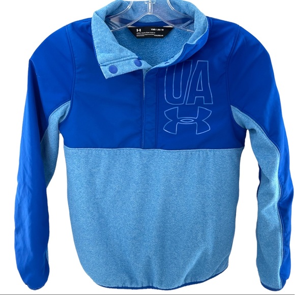 Under Armour Cold Gear Quarter Snap Pullover Blue Size Youth Medium - Picture 13 of 13